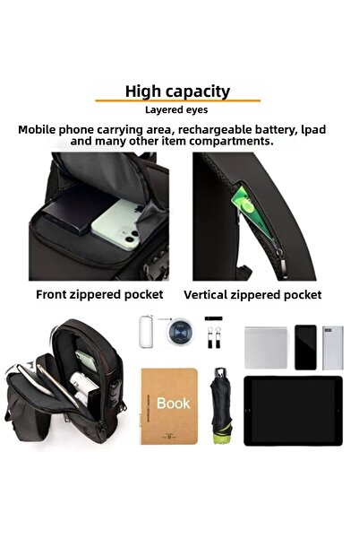 Newish Pánský hnědý unisexový mini batoh s nastavitelným křížovým popruhem přes rameno a pas