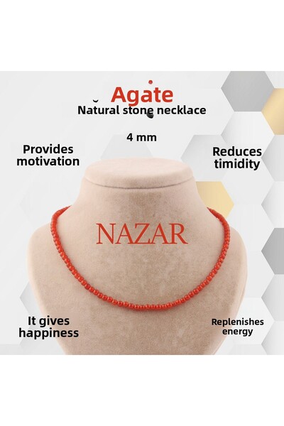 OSMANLI DEĞERLİ TAŞ قلادة من الحجر الطبيعي العقيق مقاس 4 مم - M420