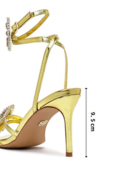 Derimod Women's Yellow Ankle Buckle Stone Thin Heeled Shoes Sandals 25Sfe481932