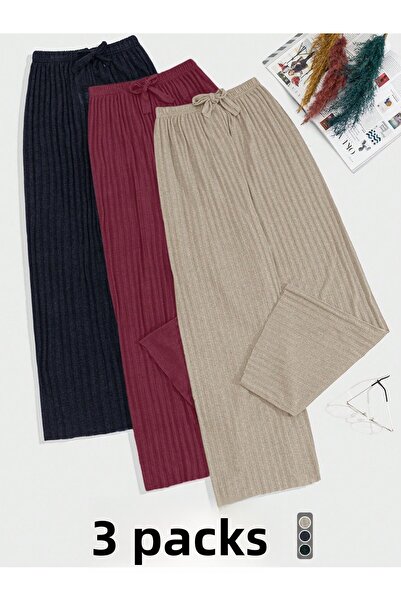 Asel 3-Piece Women's Lycra Comfortable Pants & Sweatpants, Casual Comfortable Home Wear Pajamas