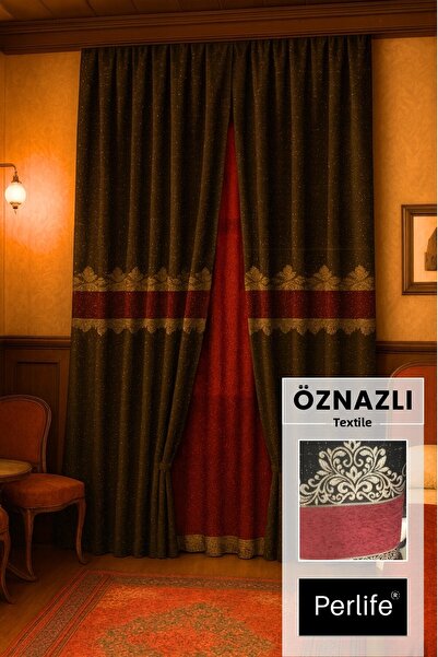 Perlife Gold ® Perdele de fundal cu o singură aripă de 90 cm - plisată - cu c...
