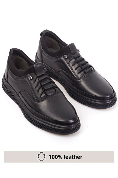 depderi Černá - Pánské tenisky z pravé kůže bez krajky