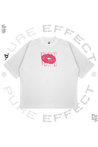 PURE EFFECT Μπλουζάκι Unisex Oversize Vlone Pink Kiss με στάμπα Boxy Fit από χοντρό ύφασμα