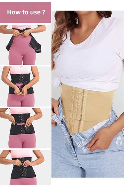 SAUNA SUIT Latex Corset with Clasps Waist Enhancer Hourglass Appearance Body Shaper Skin Color Waist Corset