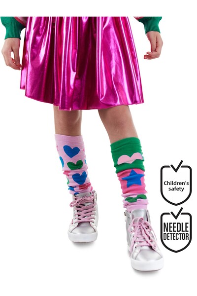 Denokids Star Heart Girl's Green Pink Leggings