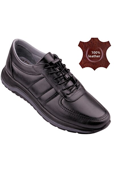 DETECTOR Ανδρικά Μαύρα Γνήσια Δερμάτινα Ορθοπεδικά Casual Παπούτσια Ry926p