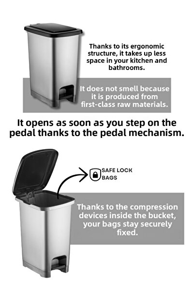 Nandy Home 25 Lt Eco Slim Pedal Anthracite Trash Can