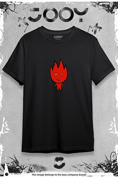 Jooy Company Fire And Water Design Lover Couple Συνδυασμός Μαύρο Oversize Tshirt Σετ 2 τεμαχίων