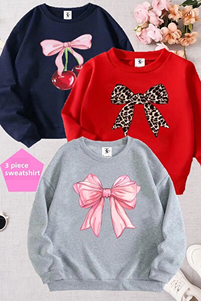 twins tailors Hanorac pentru fete cu guler triplu, gri-roșu-albastru închis, ...