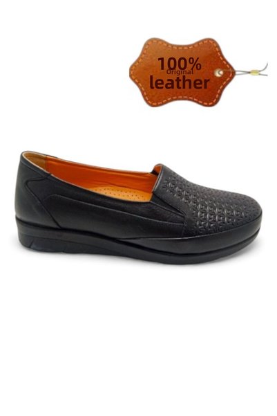 MAGIC SHOES Women's Black Genuine Leather Interior Leather Comfort Fully Orthopedic Mother's Shoes