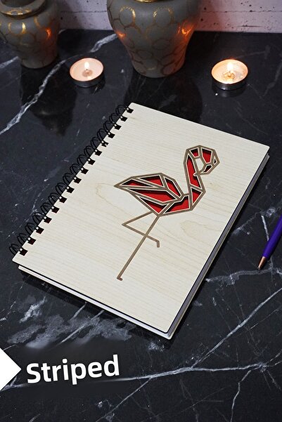 markcat دفتر ملاحظات مخطط بطابع فلامنغو - غطاء خشبي، جدول الأعمال والمدرسة (A...