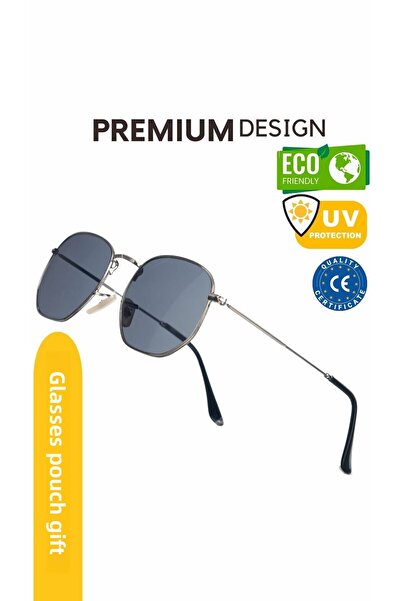 WATCHOFROYAL Unisex Hexa Round Silver Sunglasses