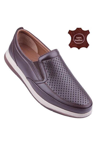 DETECTOR Ανδρικά παπούτσια casual από γνήσιο δέρμα ορθοπεδικά διάτρητα 046