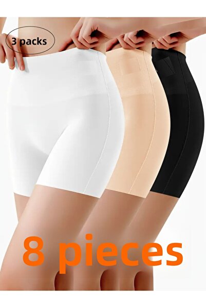 missmaral Women's 3 Pack Black-Skin-White High Waist Mini Leggings Sea Pool and Daily Use 21080