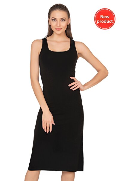 ÖZKAN underwear Özkan 27372 - Premium γυναικείο φόρεμα με φούστα βισκόζης, ελαστικό και άνετο, μακρύ λουράκι κάτω από το γόνατο