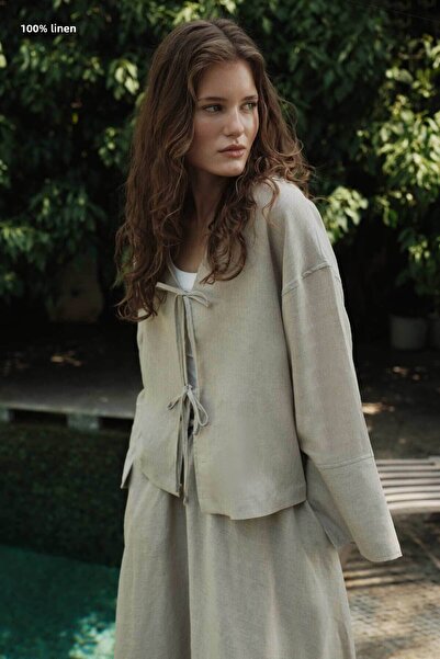 Hooopstore Κιμονό από 100% λινό με κορδόνια