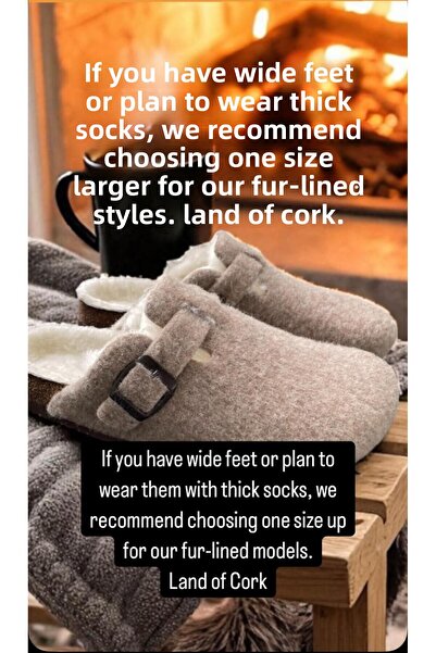 LAND OF CORK LC Παντόφλες οικιακής χρήσης από γνήσια γούνα ανατομικής διαμόρφωσης – Φυσική σόλα από φελλό & άνεση από τσόχα