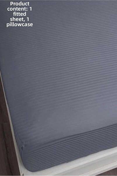 VESSİNOHOME Calmia Series Single Striped Satin Fitted Sheet - Soft, Shiny, Non-Slip Premium Fabric