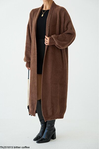 CADDELAMODA Cardigan lung și moale pentru femei, cu guler șal