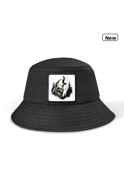 BlackBörk Bucket Wolf - قبعة سوداء للجنسين بشعار 6BS Code (قبعة)