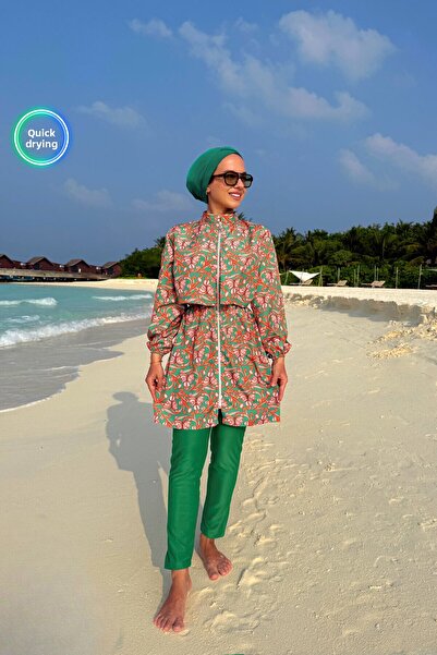 Ka Hijab Ivy Full Covered 2-Pece Hijab Μαγιό - Πράσινο