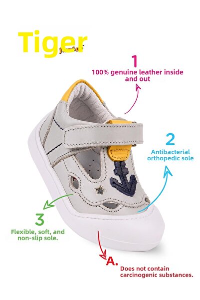 KAPTAN JUNIOR Genuine Leather Baby Boy Orthopedic Shoes - Ilkadım Imse 500