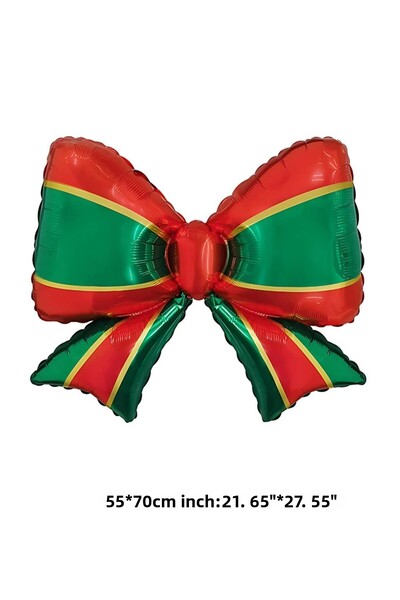 Patladı Gitti بالون فويل على شكل فيونكة بشريط أحمر وأخضر 70-55 سم