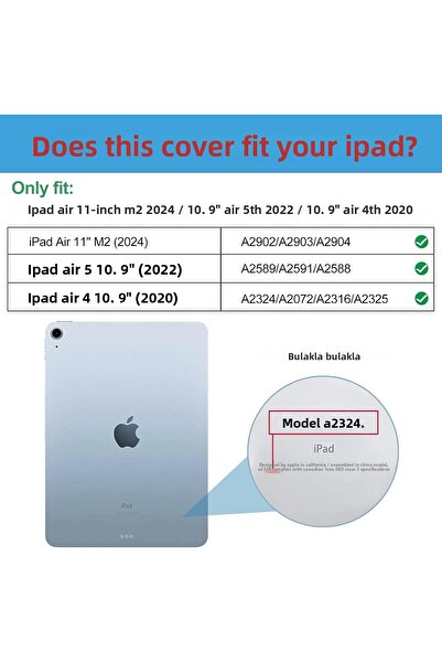 Fibaks iPad Air 11 Inch M2 M3 Chip Air 4Th /5. /6. Generation Compatible Folding Pen Compartment Sleeping Mode Cover