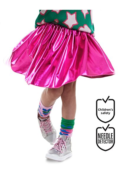 Denokids Girl's Dark Pink Metallic Shiny Skirt