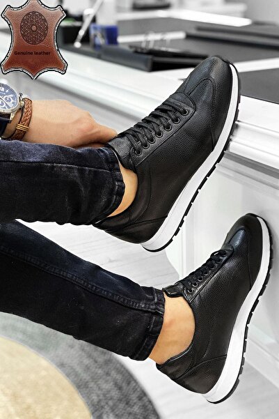 BIG KING Černá bílá pánská sportovní obuv z pravé kůže