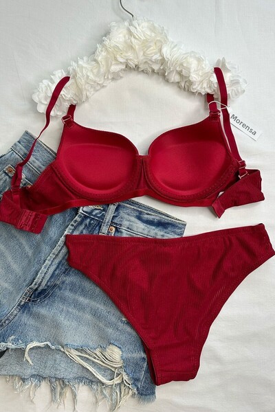 Morensa Πρωτοχρονιάτικο Κόκκινο Βασικό Σετ Σουτιέν με Underwire Push Up