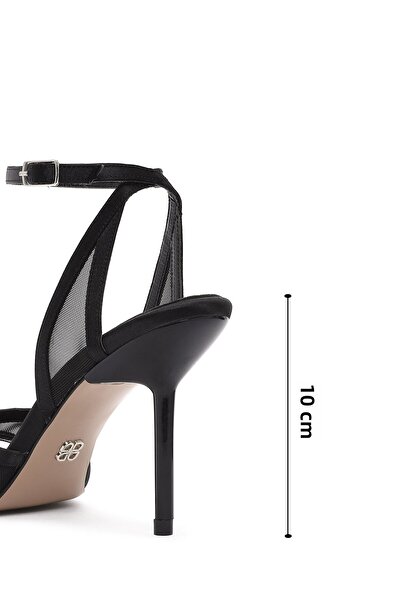 Derimod Dámské černé sandály s vysokým tenkým podpatkem s přezkou na kotníku 25SFE391514