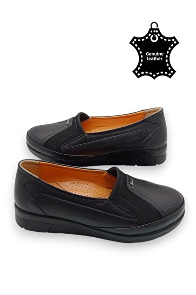 MAGIC SHOES Women's Black Genuine Leather Comfort Full Orthopedic Mother Shoes