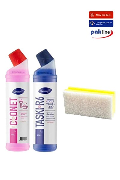 PAKLİNE Diversey Clonet Bathroom and R6 Toilet Cleaner 750 ml 1 Piece + Sensitive Cleaning Sponge 1 Piece 1