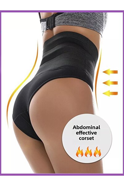 MİSTİRİK Model Buturo - Chiloți sport negri pentru modelarea și fermitatea corpului, design cu talie elastică și abdomen