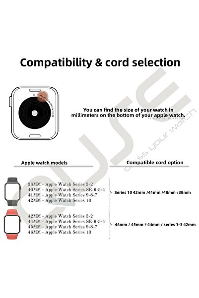 Quse Apple Watch Serial - 46mm 45mm 44mm 42mm Beige S/M Silicone Band Compatible