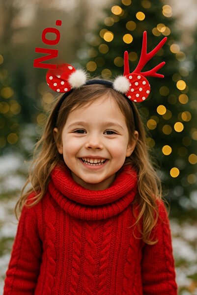 TOYFEST New Year's Deer Antler Puff Feather Red Polka Dot Hair Band Children's Party Crown Accessory
