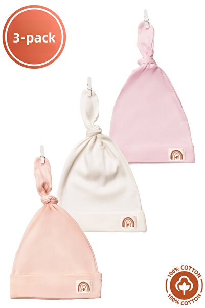 Miniel طقم قبعة صغيرة للأطفال حديثي الولادة مكونة من 3 قطع من القطن العضوي ال...