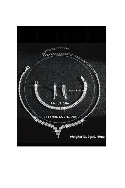 Zanora Elegant Minimanist Stone Geometric Irregular Necklace Bracelet Earring Set Wedding Henna Set