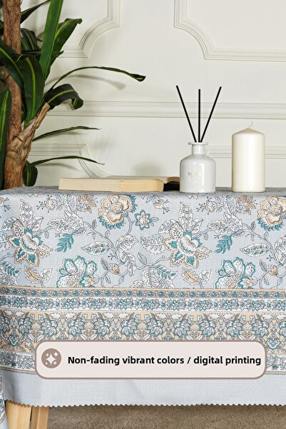 Elart Poem Tablecloth Digital Printed (160X220 cm) Blue