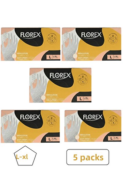 Florex Cream Tpe Gloves 100 Pieces L-Xl Size 5 Packs