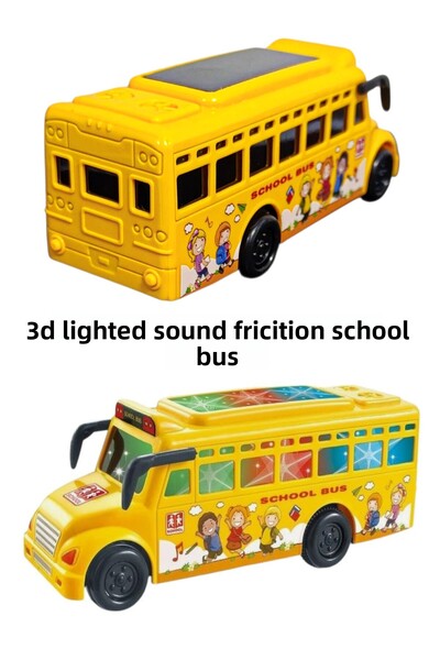 Brother Toys 3D Lighted School Bus Sound Friction Toy Bus 15.5 cm