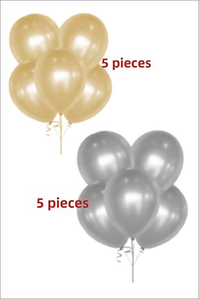 karanca parti süs 5 بالونات فضية 5 بالونات ذهبية معدنية 12 بوصة