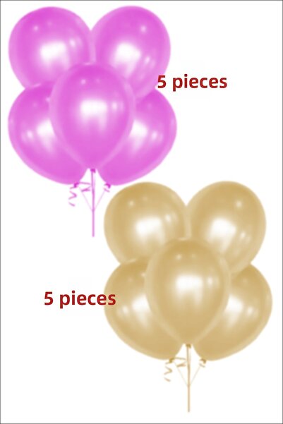 karanca parti süs 5 بالونات ذهبية و5 بالونات معدنية وردية مقاس 12 بوصة
