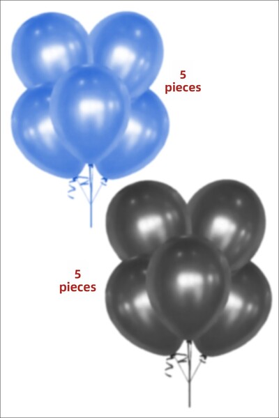 karanca parti süs 5 بالونات سوداء 5 بالونات معدنية زرقاء 12 بوصة