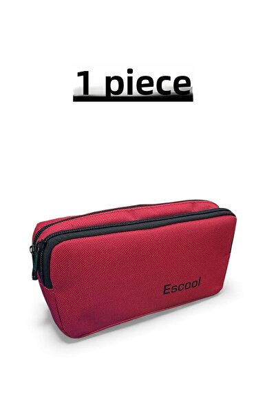 TOPNET Double Zipper Fabric Pencil Bag