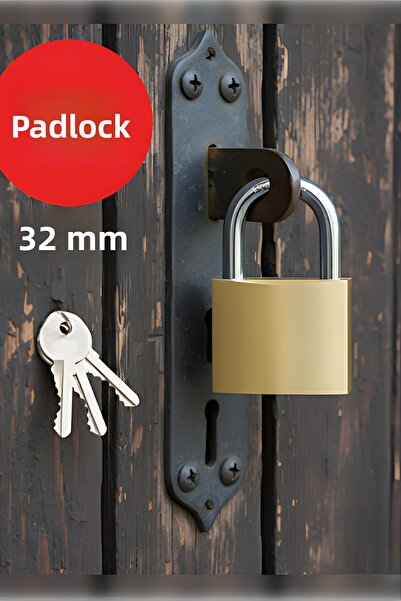 MH MiniHediye Padlock Yellow 32 mm 3 Keyed Ring Door Case Box Lock Tosba Lock