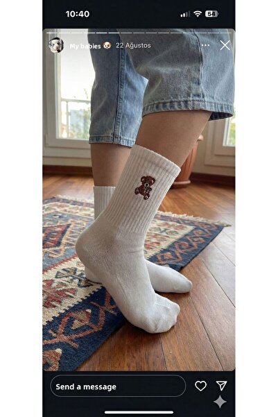EKMEN ÇORAP Cotton Winter Socks That Don'T Show Throughs - Embroidered Women'...