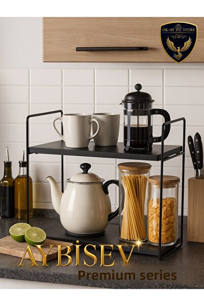 Okay Aybisev Premium Durable 2-Tier Wooden Metal Multi-Purpose Organizer