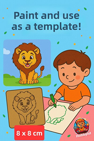 Eymen Hobi 5 Pieces Hobidik 8X8 cm Wooden Painting Template – Educational Dra...